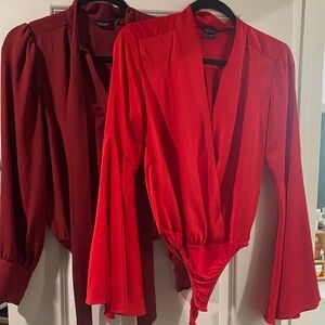 Marciano Red and Deep Burgundy Bodysuits